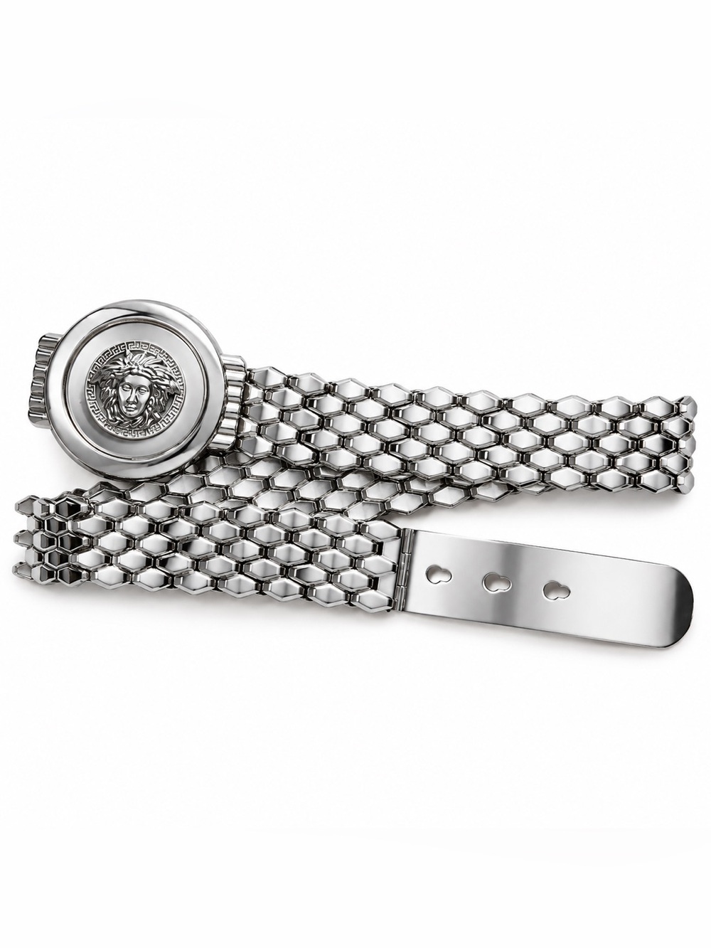 Versace Medusa Silver Honeycomb Mesh Belt